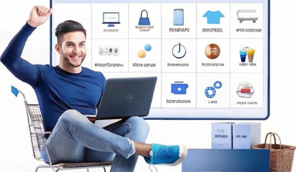 ecommerce-sitting-chair-with-laptop-shopping-cart_1147637-2249